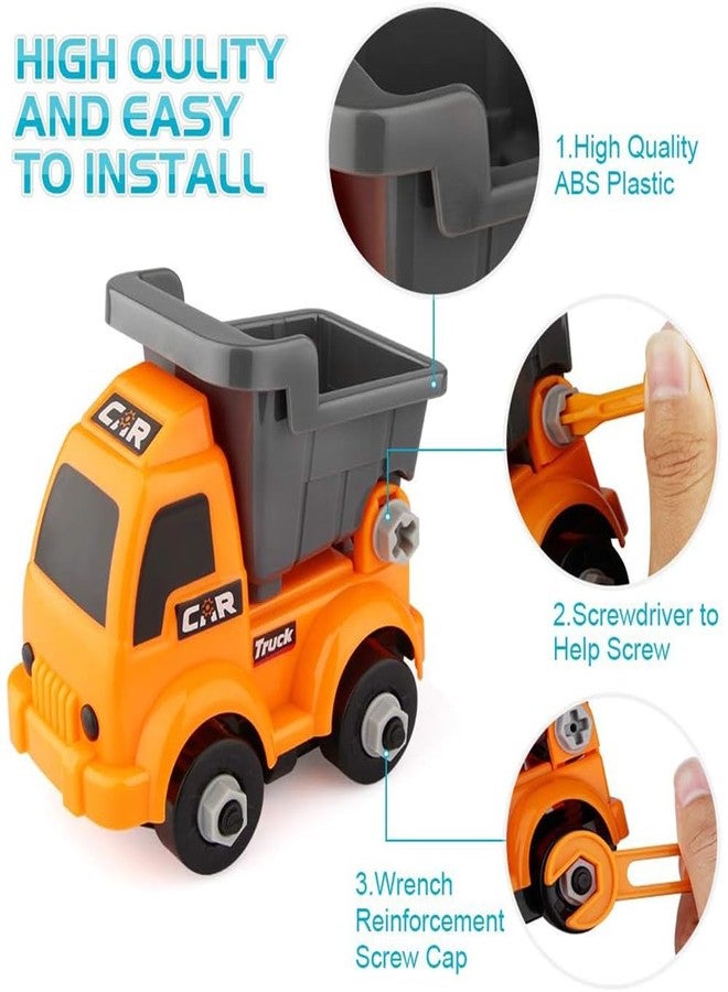لعبة بناء DUWOL DIY - عبوة من 4 شاحنات وسيارة مع مفك براغي للأطفال، STEM للأطفال، بناء المركبات والتشييد، متعددة الألوان - Image 5